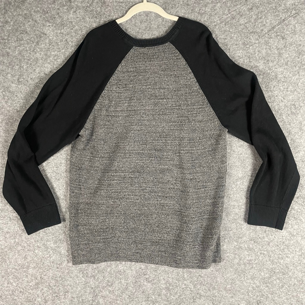 Gap Mens XL Colorblock Raglan Crewneck Sweater Gray Black Knit Cotton Pullover - Picture 5 of 7